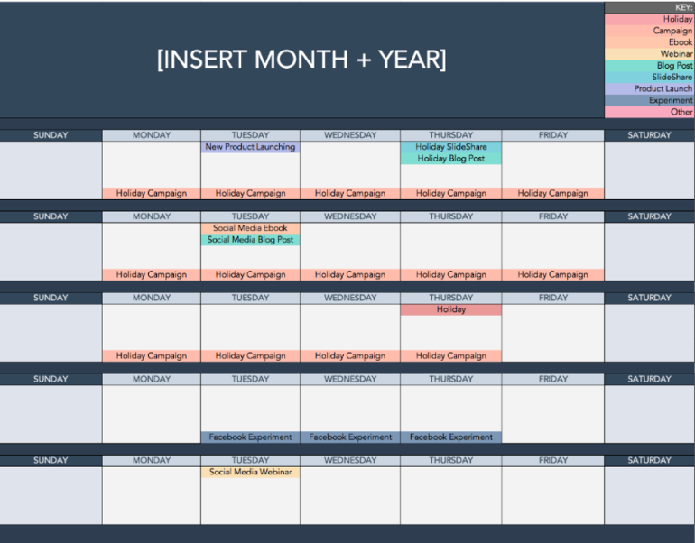 Screenshot Hubspot template social kalender