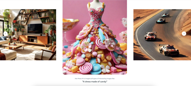 een door meta gegenereerde afbeelding van een jurk gemaakt van snoep met prompt 'a dress made of candy'