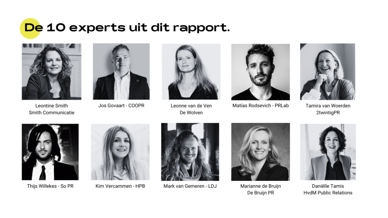 Foto's van De 10 experts uit het ANP pr-trends 2024 rapport