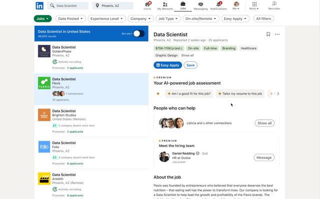 Screenshot telefoon LinkedIn overzicht recruiters