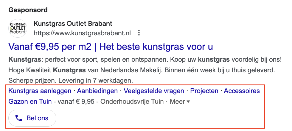 screenshot advertentie componenten