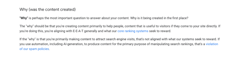 Een kort fragment uit de Helpful Content Guidelines: Google wil geen content gemaakt voor SEO