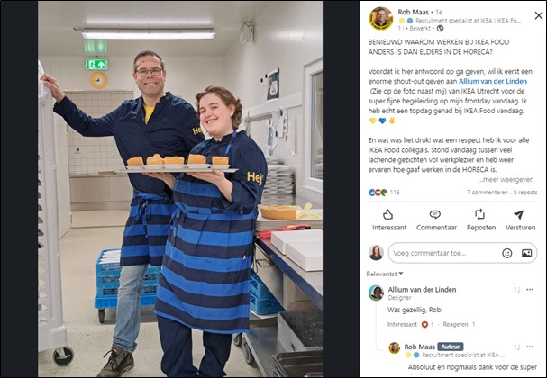 Screenshot LinkedIn-post werkdag Ikea