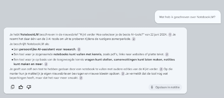 NotebookLM voorbeeld.