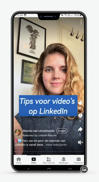 screenshot video op LinkedIn: 'tips voor video's op LinkedIn'