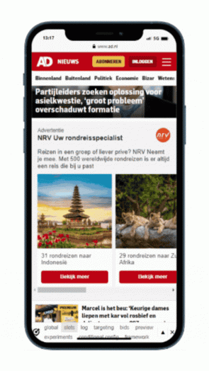 Voorbeeld van de DPG media seamless caroussel campagne