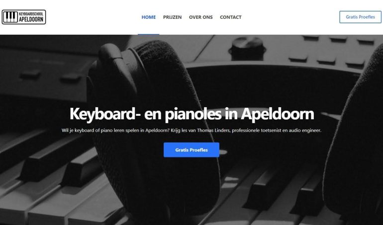 Voorbeeld van website van keyboard- en pianoles in Apeldoorn