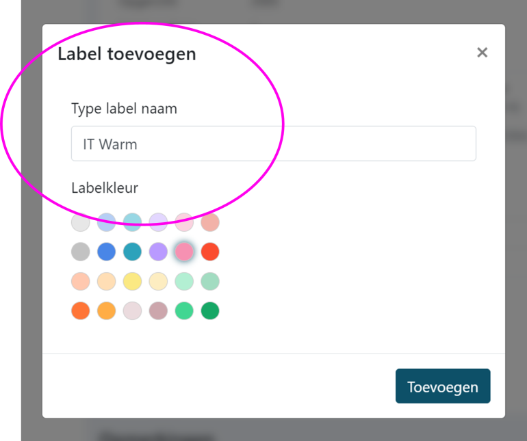 Diverse mogelijkheden voor het toevoegen van een labe